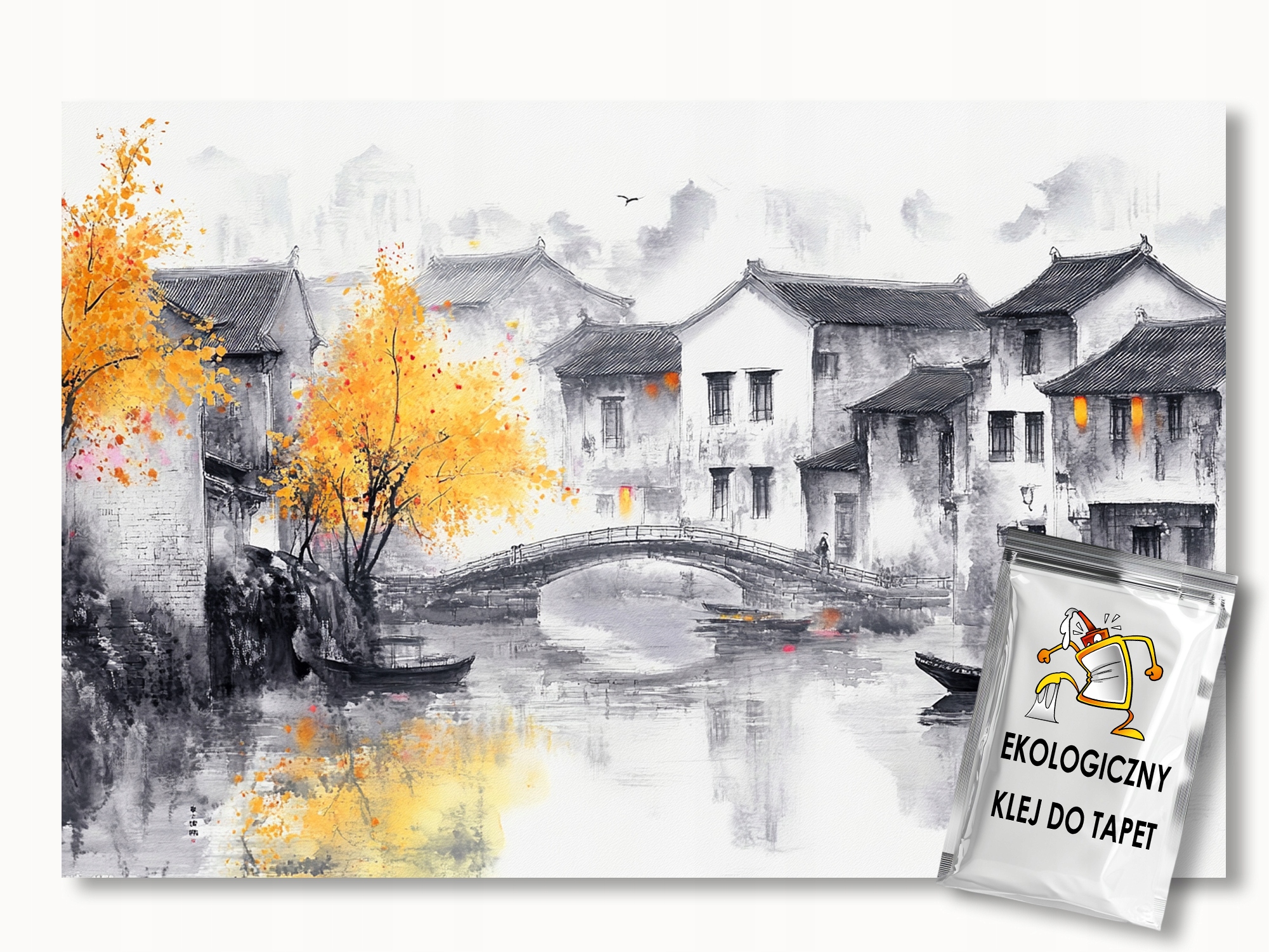 Fototapeta Flizelina Krajina Asie Čína Vesnice Řeka Most 400x280 155g