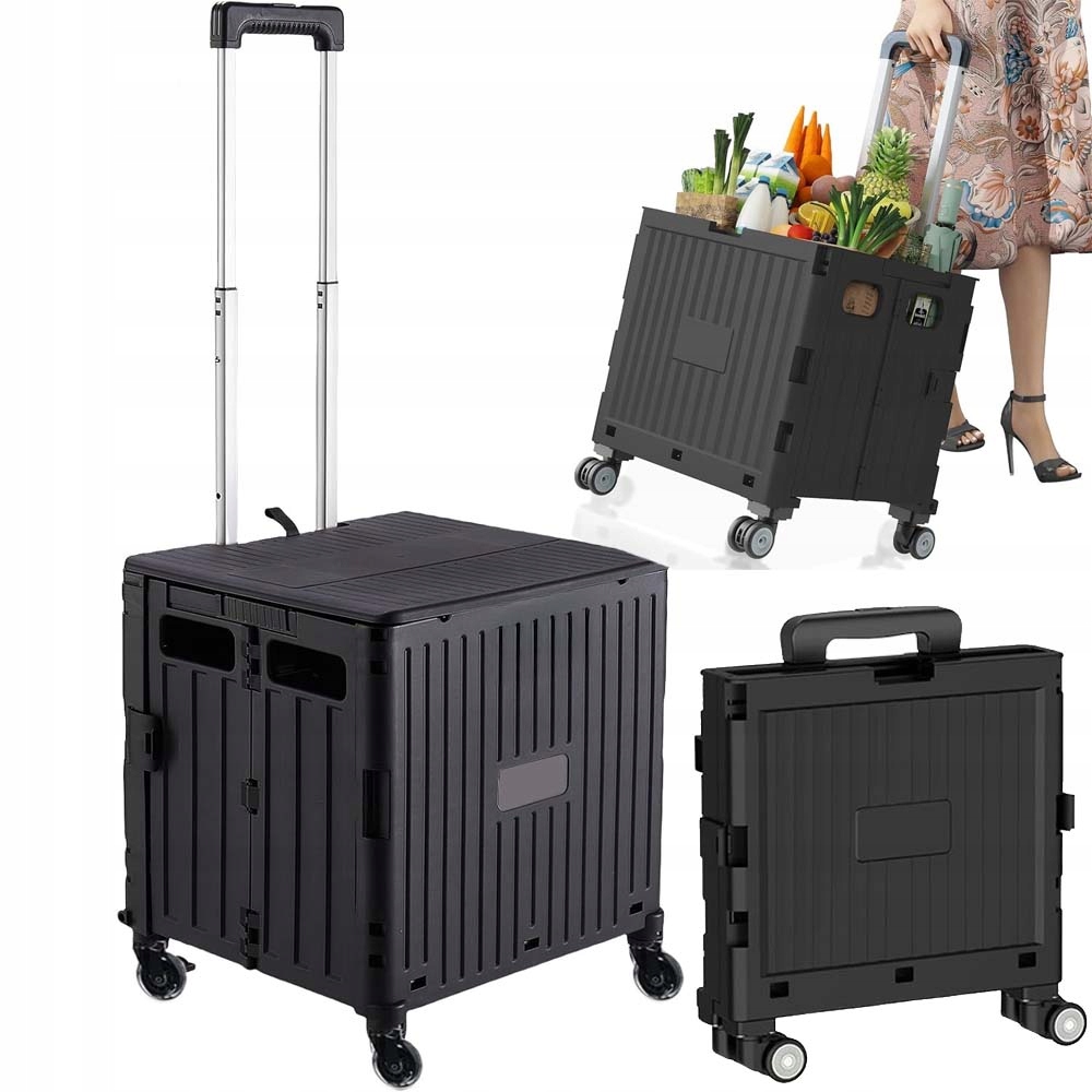 Skládací Vozík, Box, Přepravní Košík Na Kolečkách, Nákup 40 L