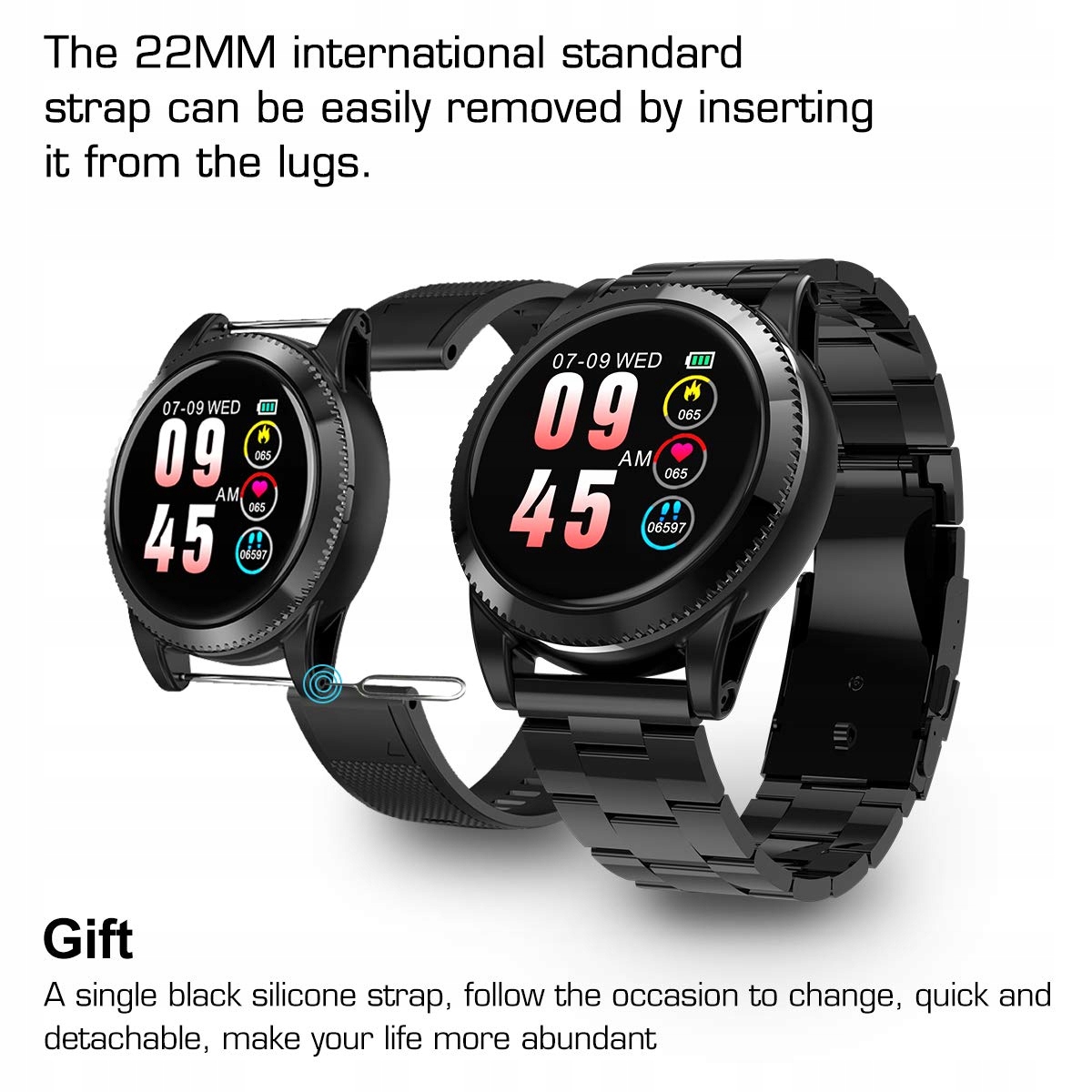GOKOO M11 SMARTWATCH водонепроникний монітор серцевого ритму + ремінець чохол круглої форми