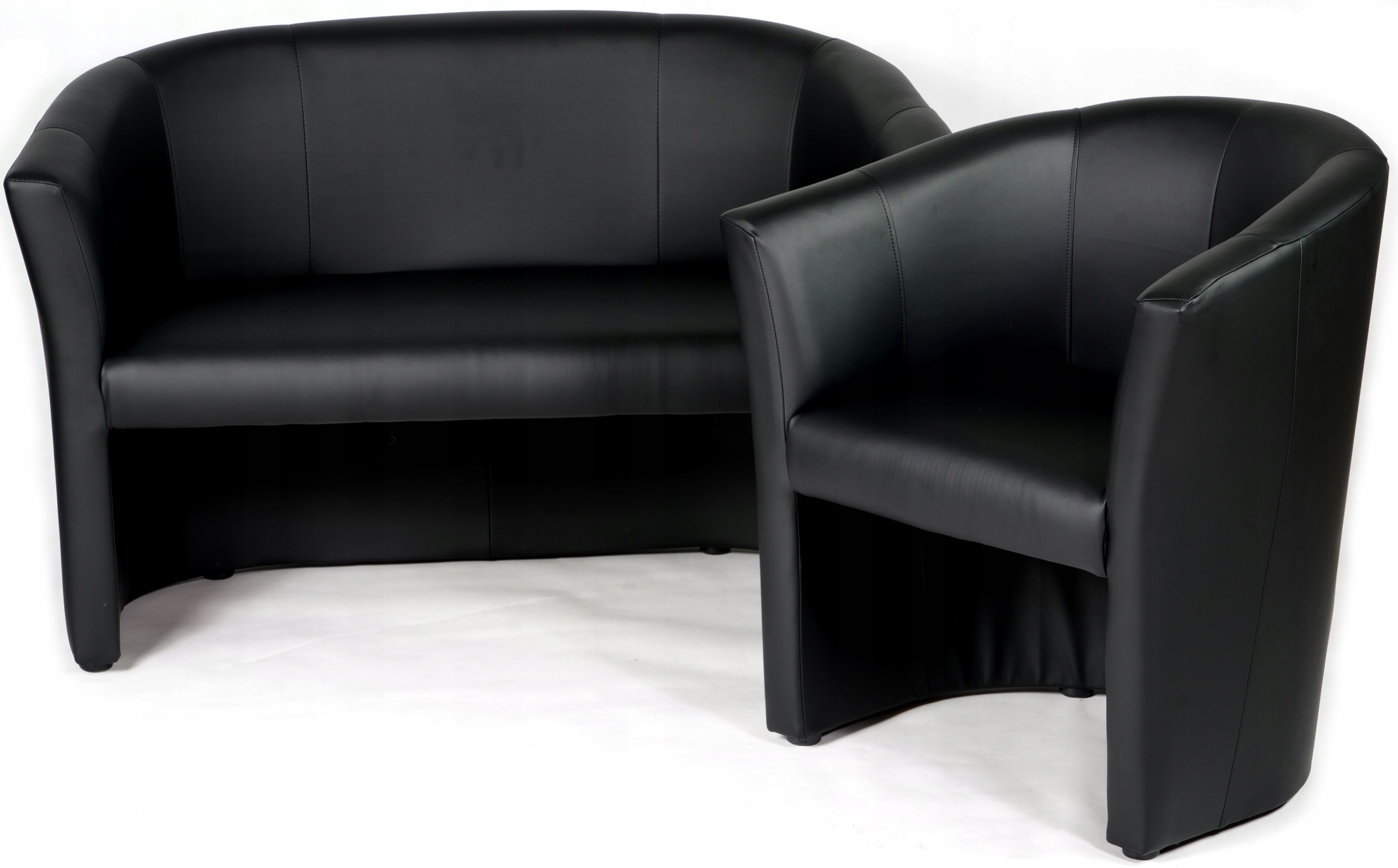 Sofa Fotel Cafe do Salonu Biura Mała Kanapa 2 Osobowa Ekoskóra Czarna