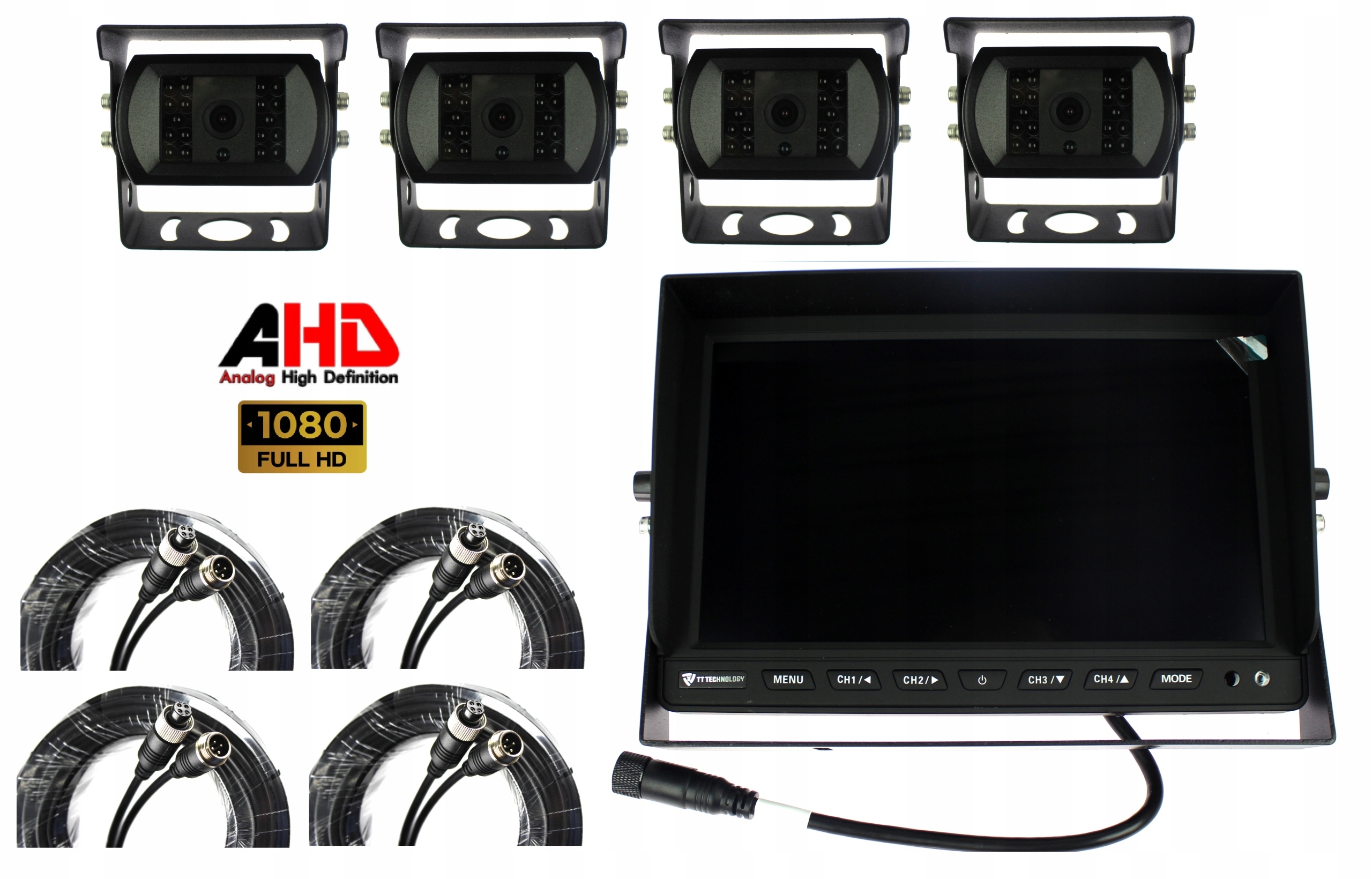 Monitor 10'' 4x Couvací Kamera 12/24V Set