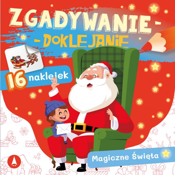 ZGADYWANIE DOKLEJANIE MAGICZNE ŚWIĘTA MIKOŁAJ KOLOROWANKA +NAKLEJKI PREZENT
