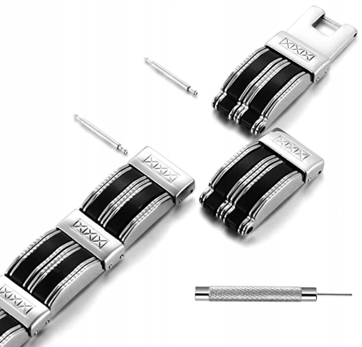 SREBRNA BRANSOLETKA MĘSKA MASYWNA STAL SZLACHETNA PREMIUM ELEGANCKA PREZENT Długość całkowita 21.5 cm