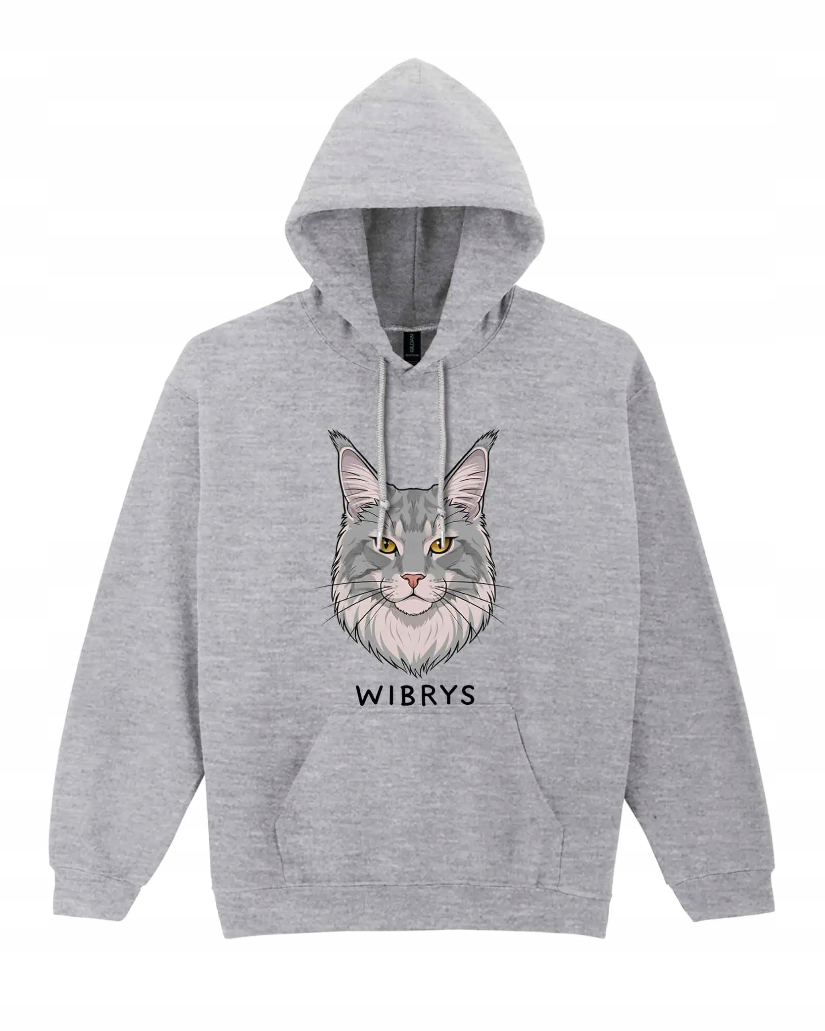 Mikina s kapucí Maine Coon Šedá Personalizovaná Kočka Pupil Šedá XXL