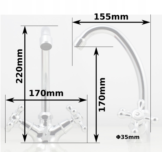 BATERIA UMYWALKOWA RETRO BIS CHROMOWANA Kolor chrom