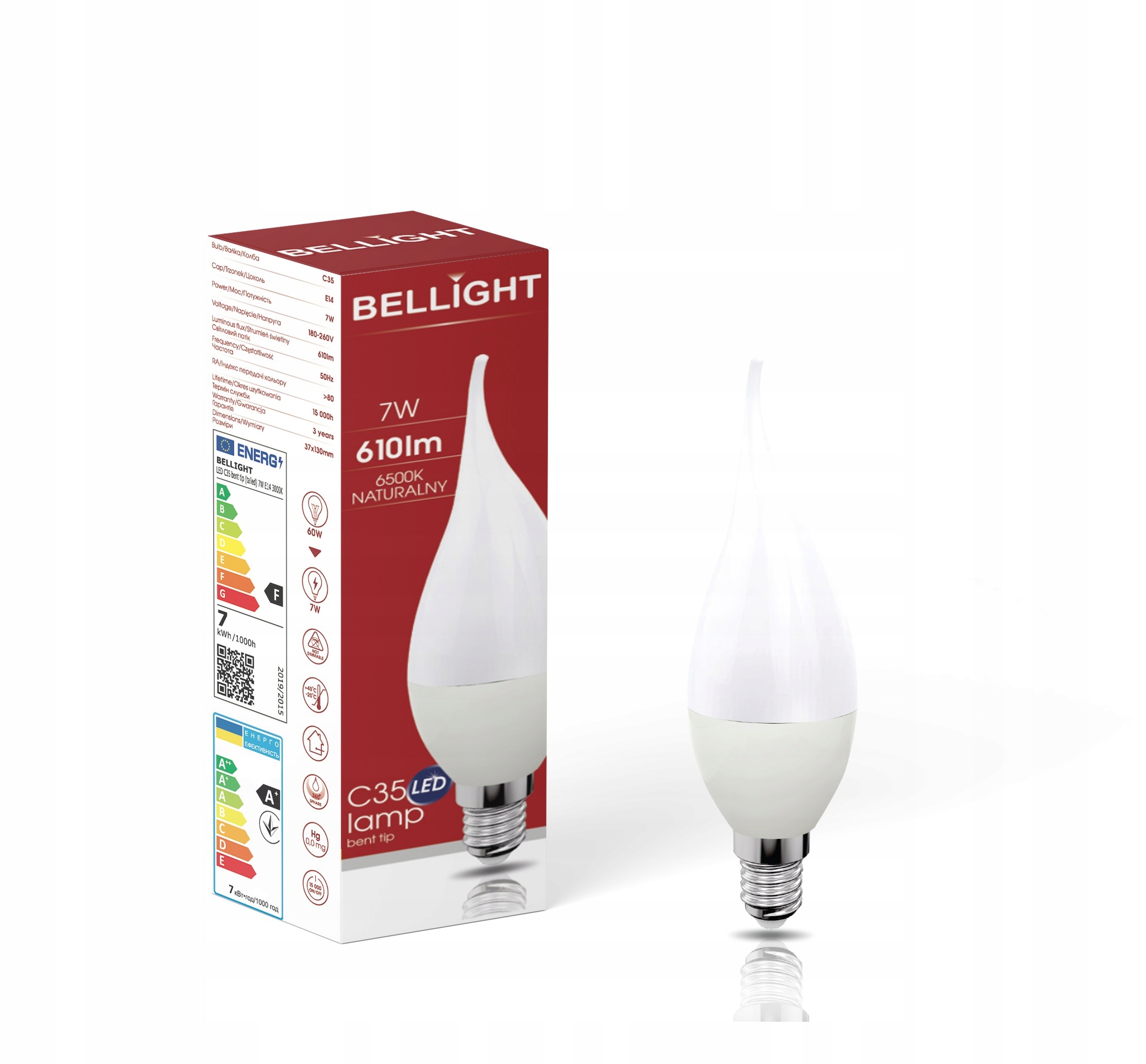 

Żarówka Led C35 230v 7w 4000k 610lm e14 Płomyk