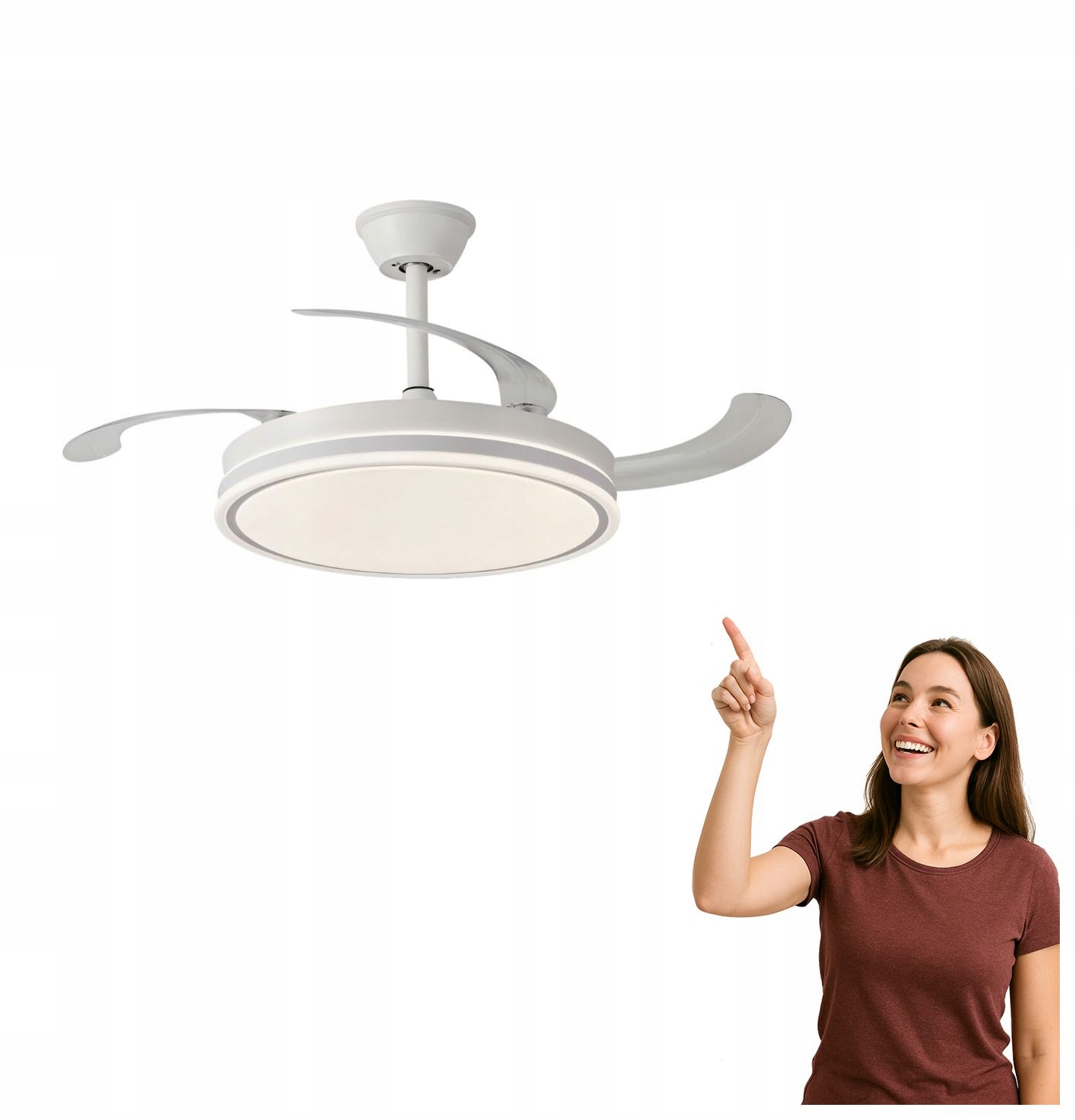 Stropní svítidlo s ventilátorem 60W Led lampowentylator s dálkovým ovládáním Fluara 71