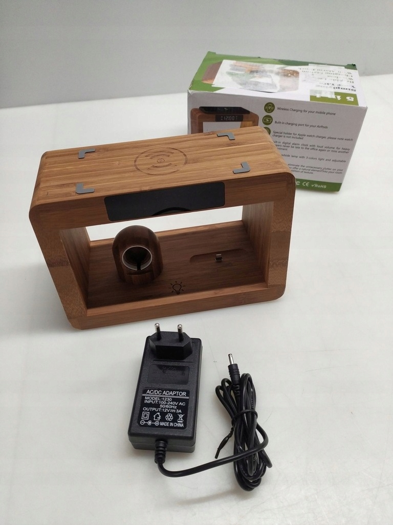 BAMBUSOWA BEZPRZEWODOWA CYFROWA STACJA ŁADUJĄCA 5 W 1 15W Kod producenta AMZzzz