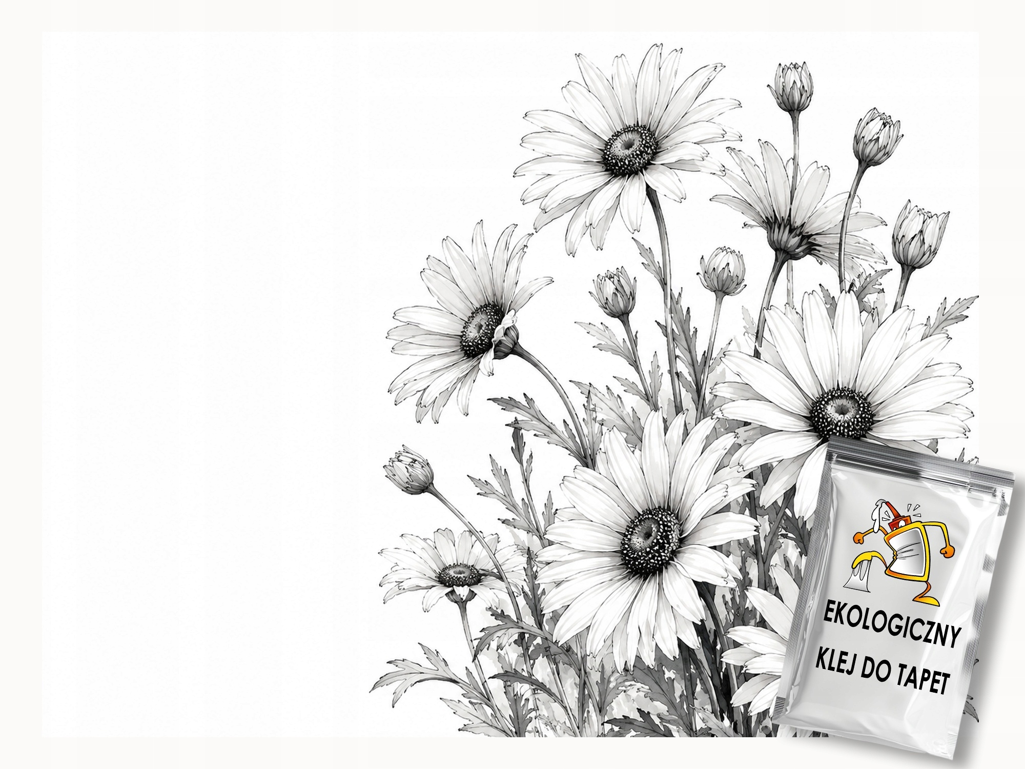 Fototapeta Flizelina Grafika Kresba Inkoust Květiny Sedmikrásky 150x105 155g