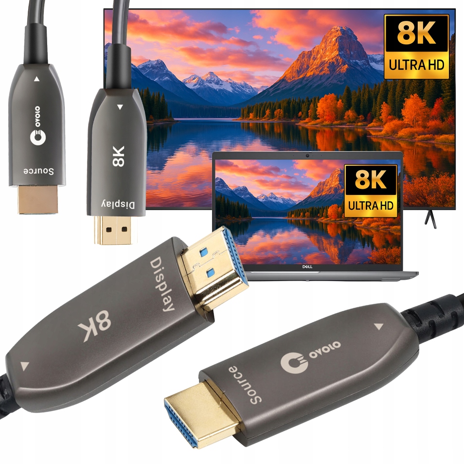 Pevný optický kabel Hdmi 8K Aoc 10 m pro 4K Uhd Tv Ovolo