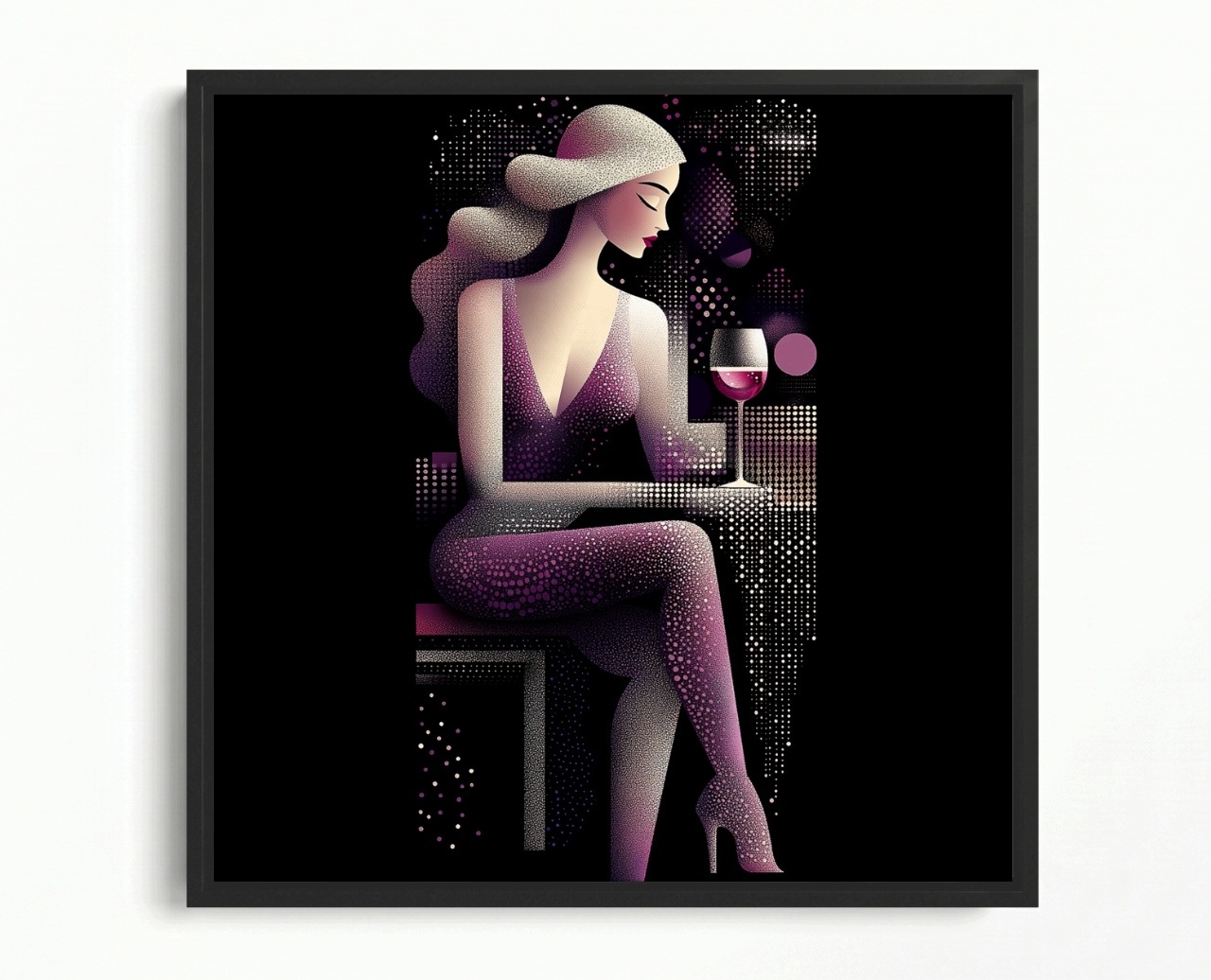 Obraz Rama American Box Žena Bar Klub Víno Retro Glamour Art Deco 60x60