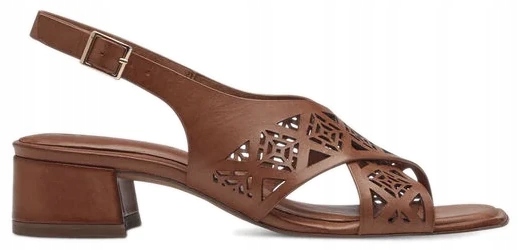 Hnědé Elegantní Kožené Sandály Na Podpatku, Stylové Tamaris 36