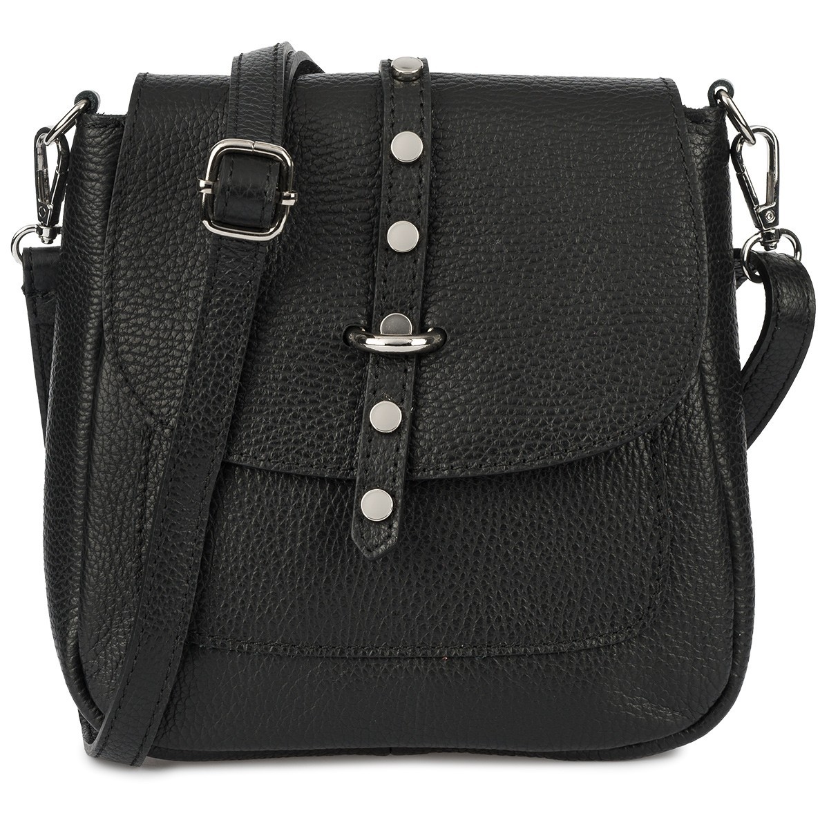 Dámská kožená kabelka přes rameno s klopou Vera Pelle černá X45