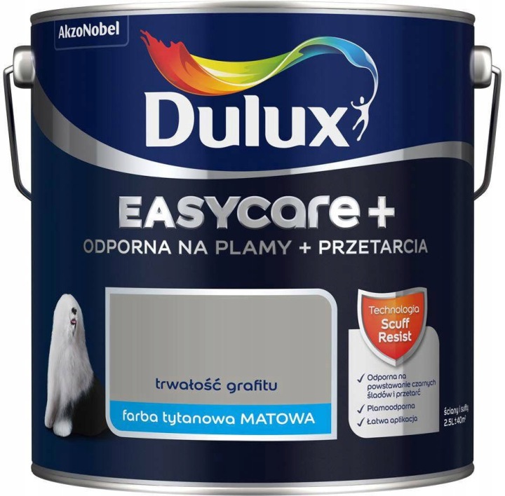 Dulux Barva Latexová Barva Easycare+ 2,5L Trvanlivost Grafitu