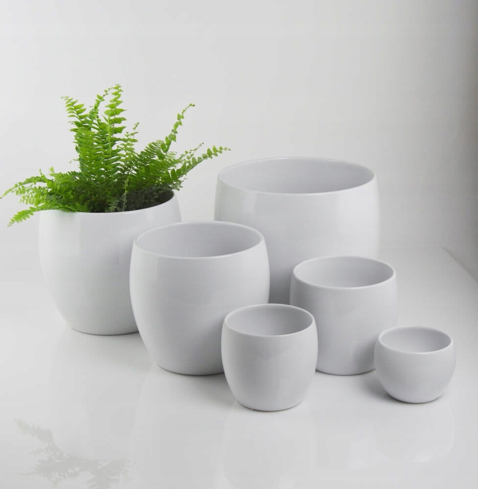 CERAMICZNA OSŁONKA DONICZKA KULA 11CM BIAŁA POŁYSK Wysokość produktu 9 cm