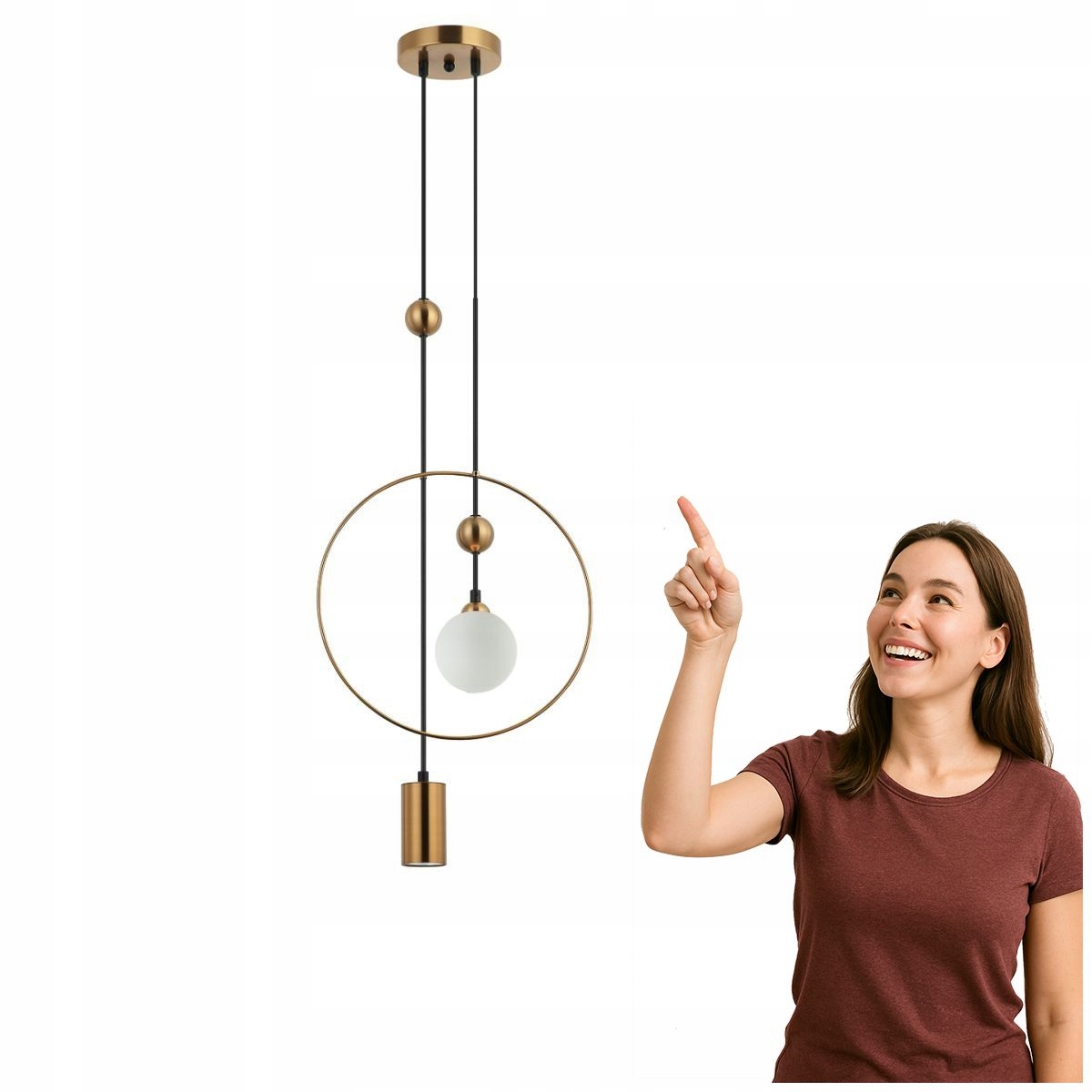 Moderná závesná lampa Trosti, mosadz do interiéru Italux