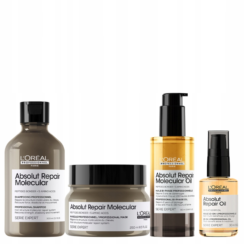 Absolut Repair Molecular šampon maska olej poškozené vlasy +dárek
