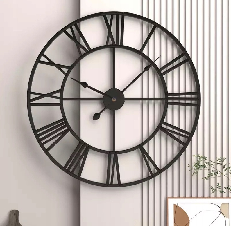 ZEGAR ŚCIENNY 50cm NA ŚCIANĘ LOFT RZYMSKI 3D RETRO DO SALONU BIURA DOMU Tarcza analogowa