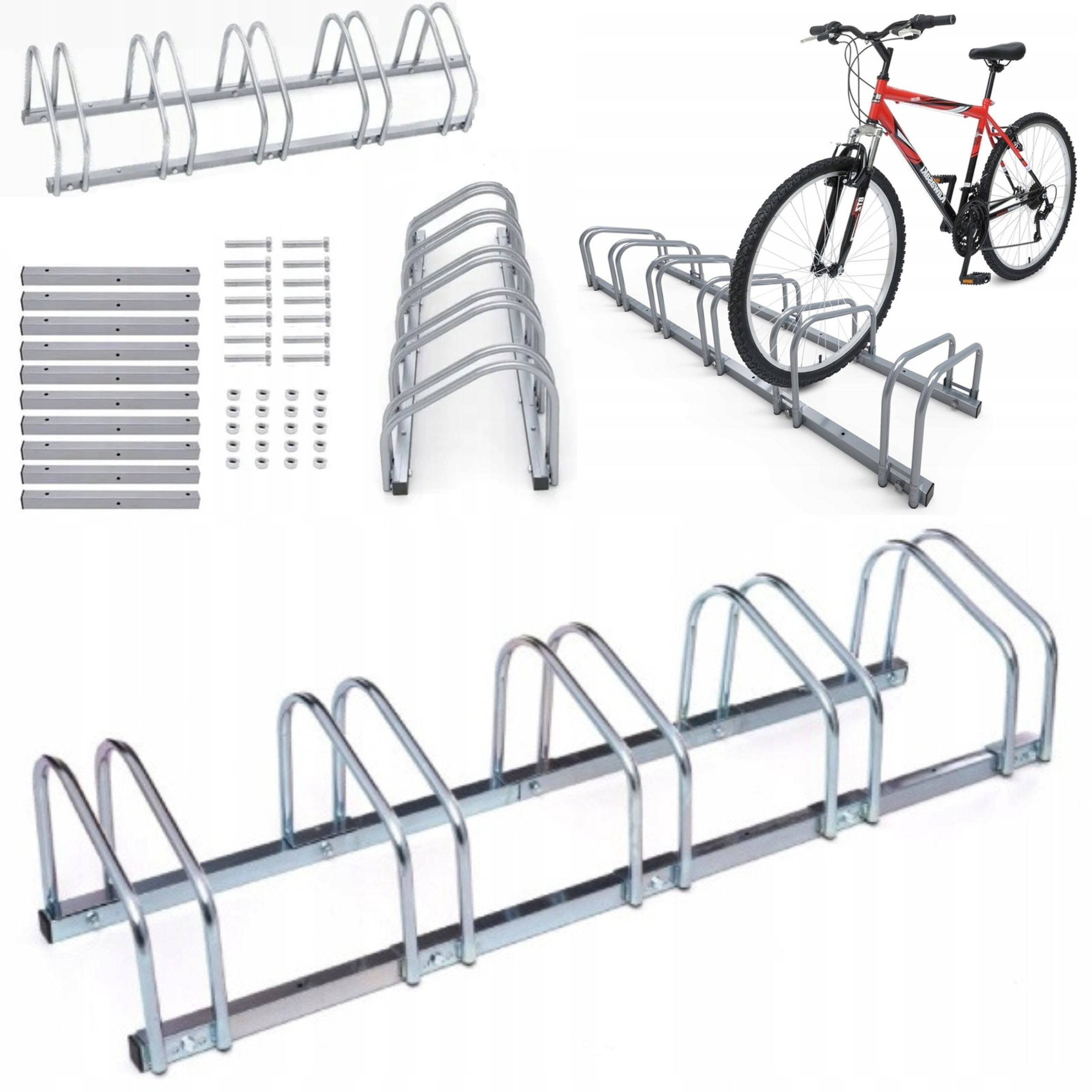 Stojak Na Rowery Rowerowy 5 Stanowisk Łatwy Montaż Zew/Wew. Ocynkowany
