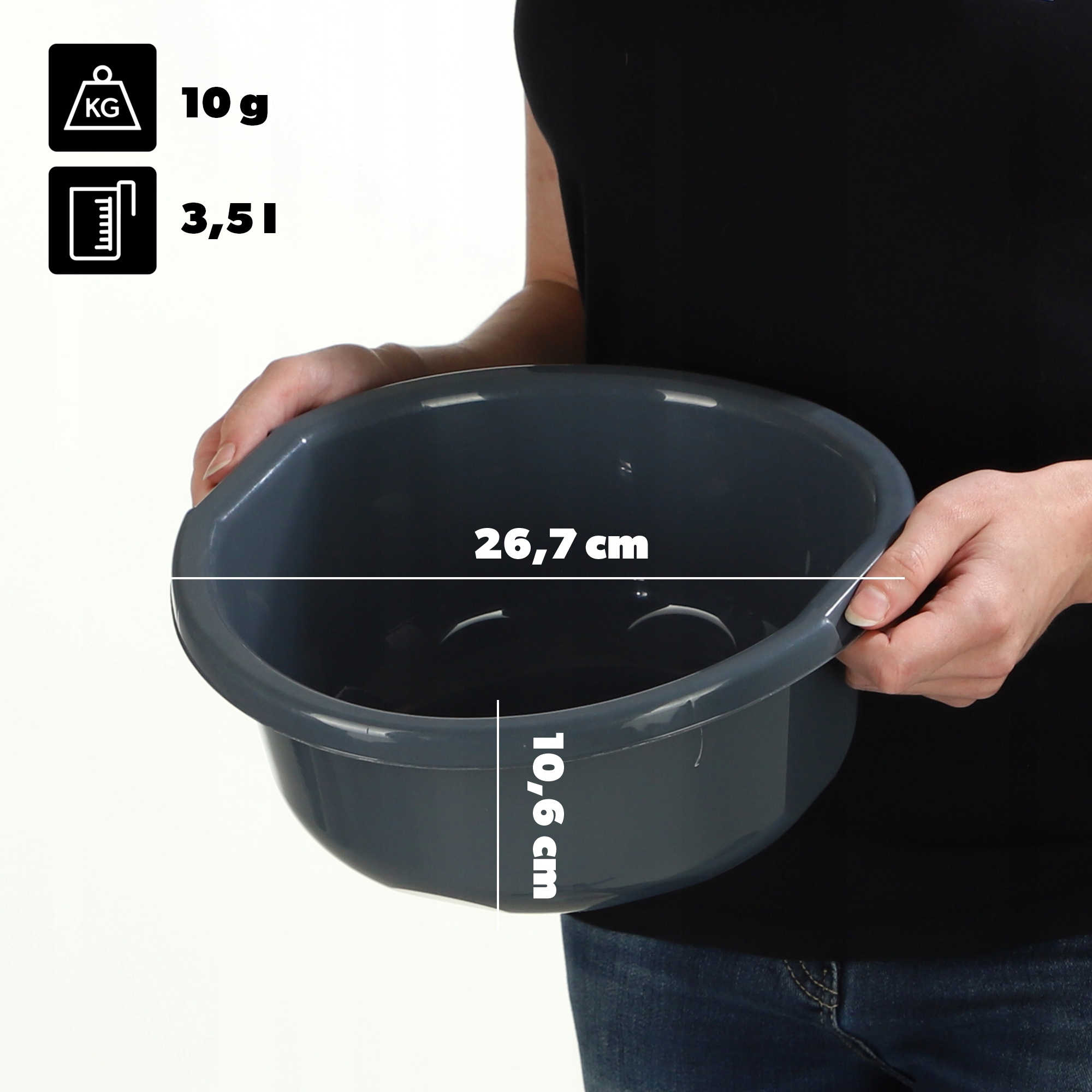 MISKA PLASTIKOWA OKRĄGŁA 3,5L NA PRANIE MIEDNICA MISA Z UCHWYTAMI Kod producenta K9522