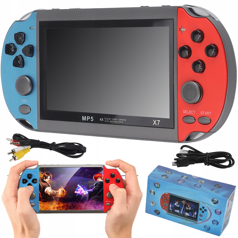 Přenosná Herní Konzole 2000+ Her 4,3 Palců, Červená A Modrá, 8 G