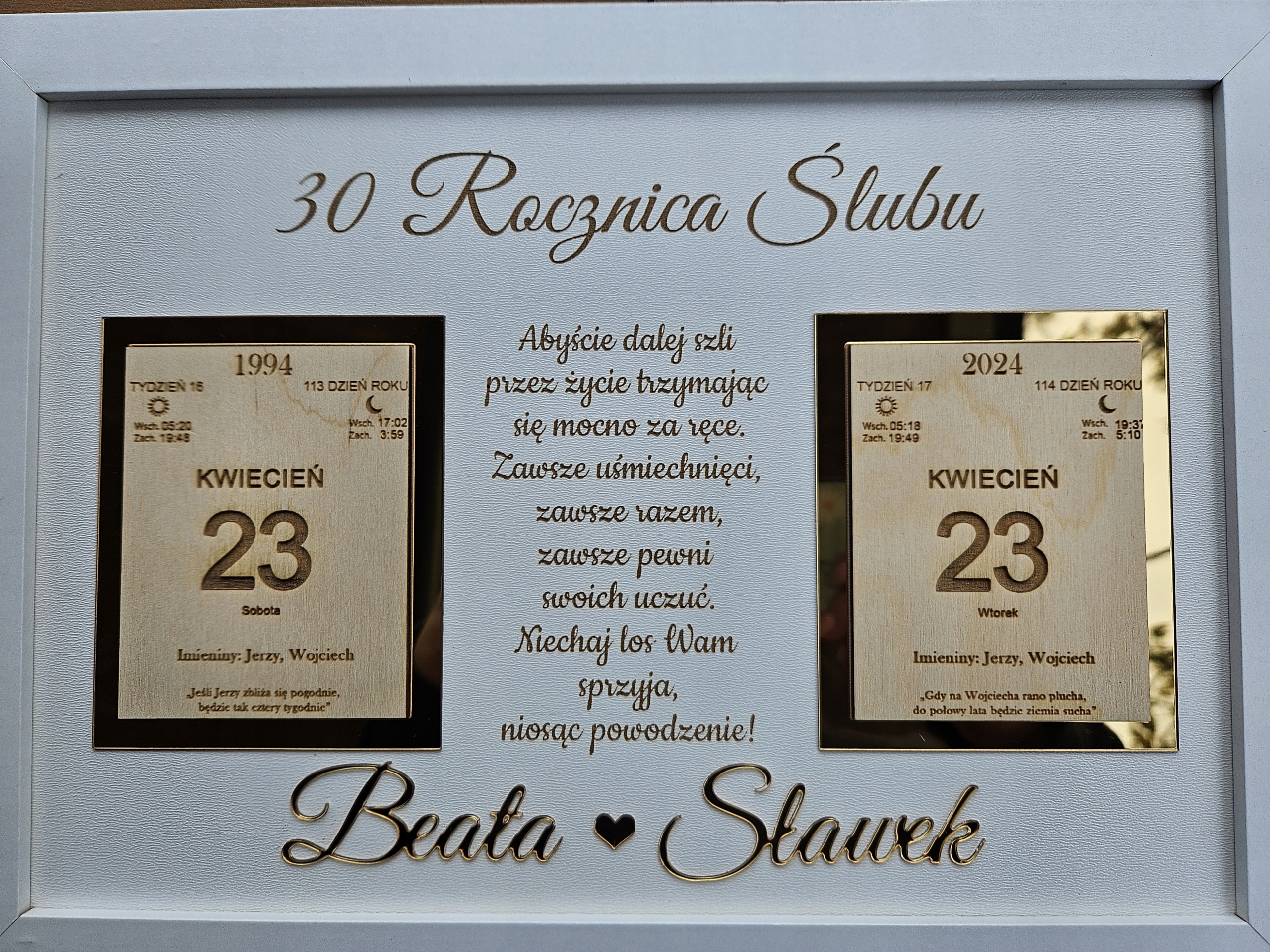 Rámeček Dárek k výročí svatby Jubileum Památka Přání z kalendáře