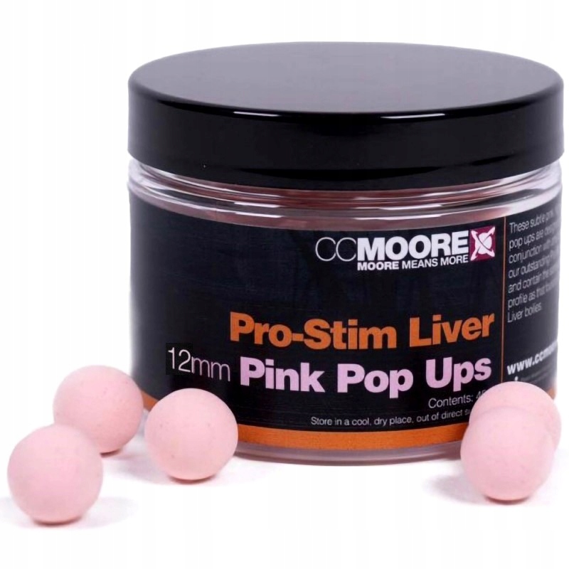 Kulki Haczykowe CC Moore Pro-Stim Liver Pink Pop Ups 12mm 55szt. Pływające