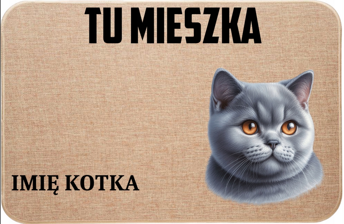 Lněná Vstupní Rohožka S Kočkou Tu Bydlí Jméno Kočky Dárek