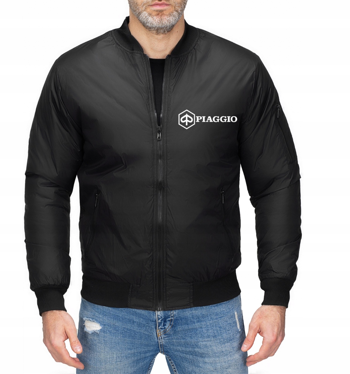 Pánská Bomber Bunda Bomber Péřová Přechodová Piaggio Černá L