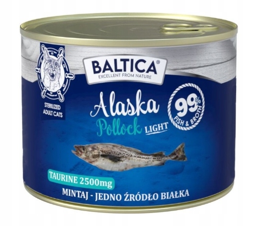 Levně 6X Baltica Excellent Kot Mokré krmivo Treska aljašská Light 185g