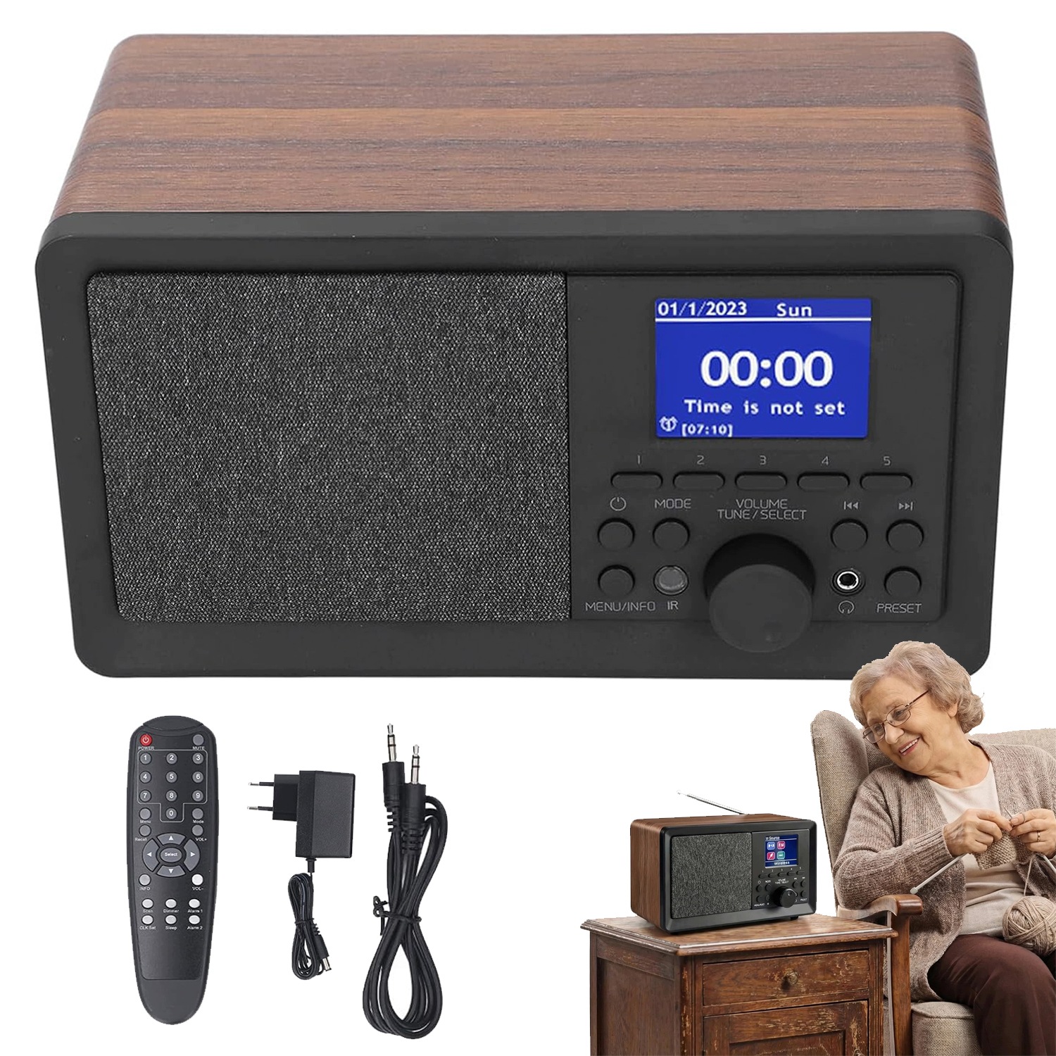 Digitální Kuchyňské Rádio Stavební Přenosné LCD Bluetooth Dab+ Fm Aux Usb