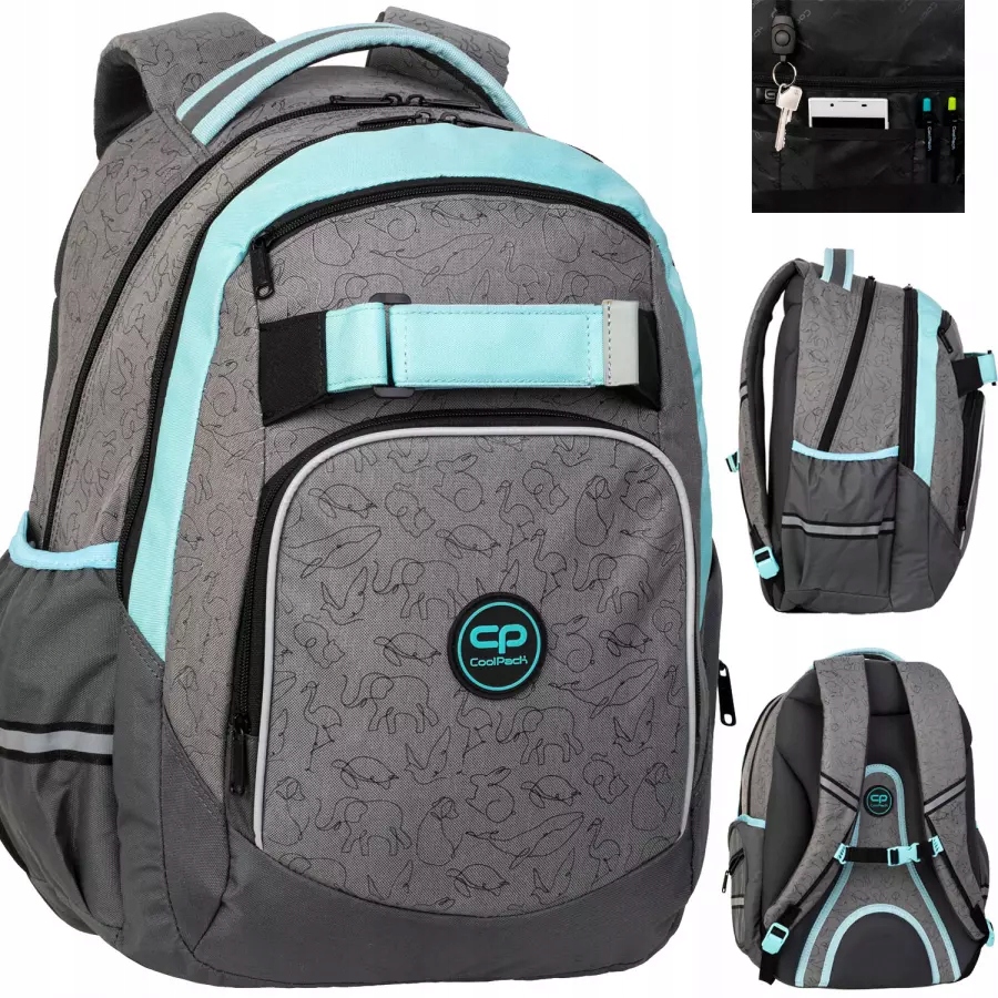 Coolpack Plecak Szkolny Młodzieżowy Dla Dziewczyn Szary Miętowy Cp