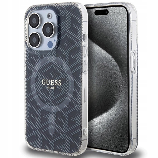 Pouzdro Guess IML GCube MagSafe pouzdro kryt na iPhone 15 Pro černé