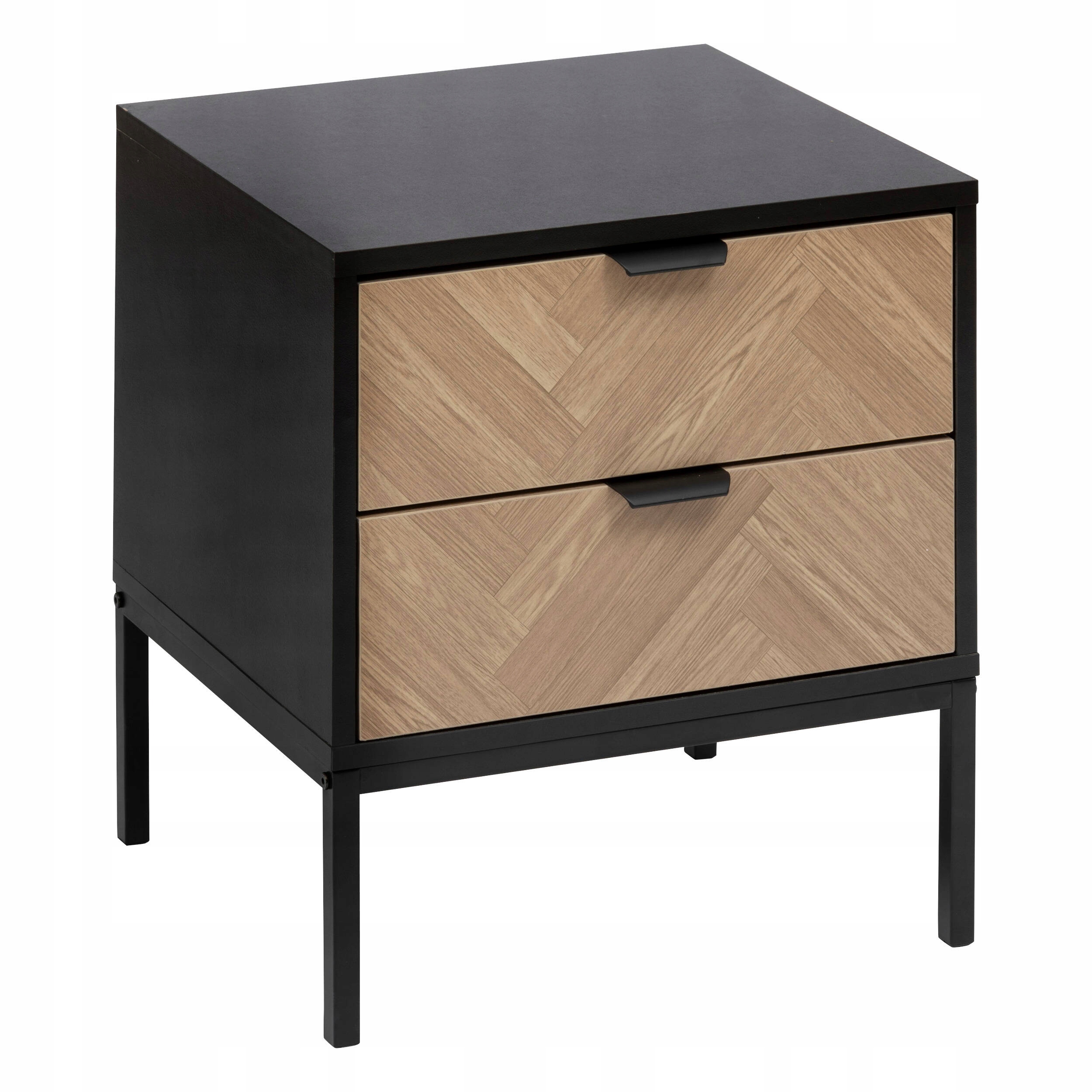 Nočná Skrinka Čierna Kovová Loftová Chevrons 50 X 40 X 45 CM Do 30 Kg