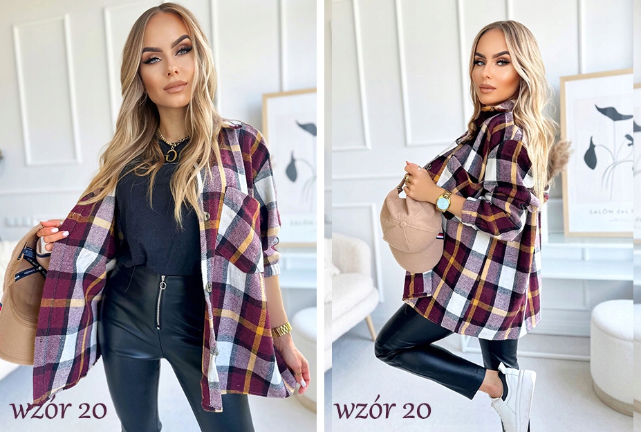 Cudowna zjawiskowa kobieca KOSZULA kolory Wzór dominujący kratka