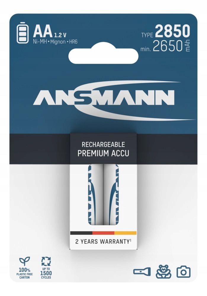 Akumulatorki Aa R6 Paluszki NiMH 2850mAh Mocne Do Aparatu Lampy Ansmann