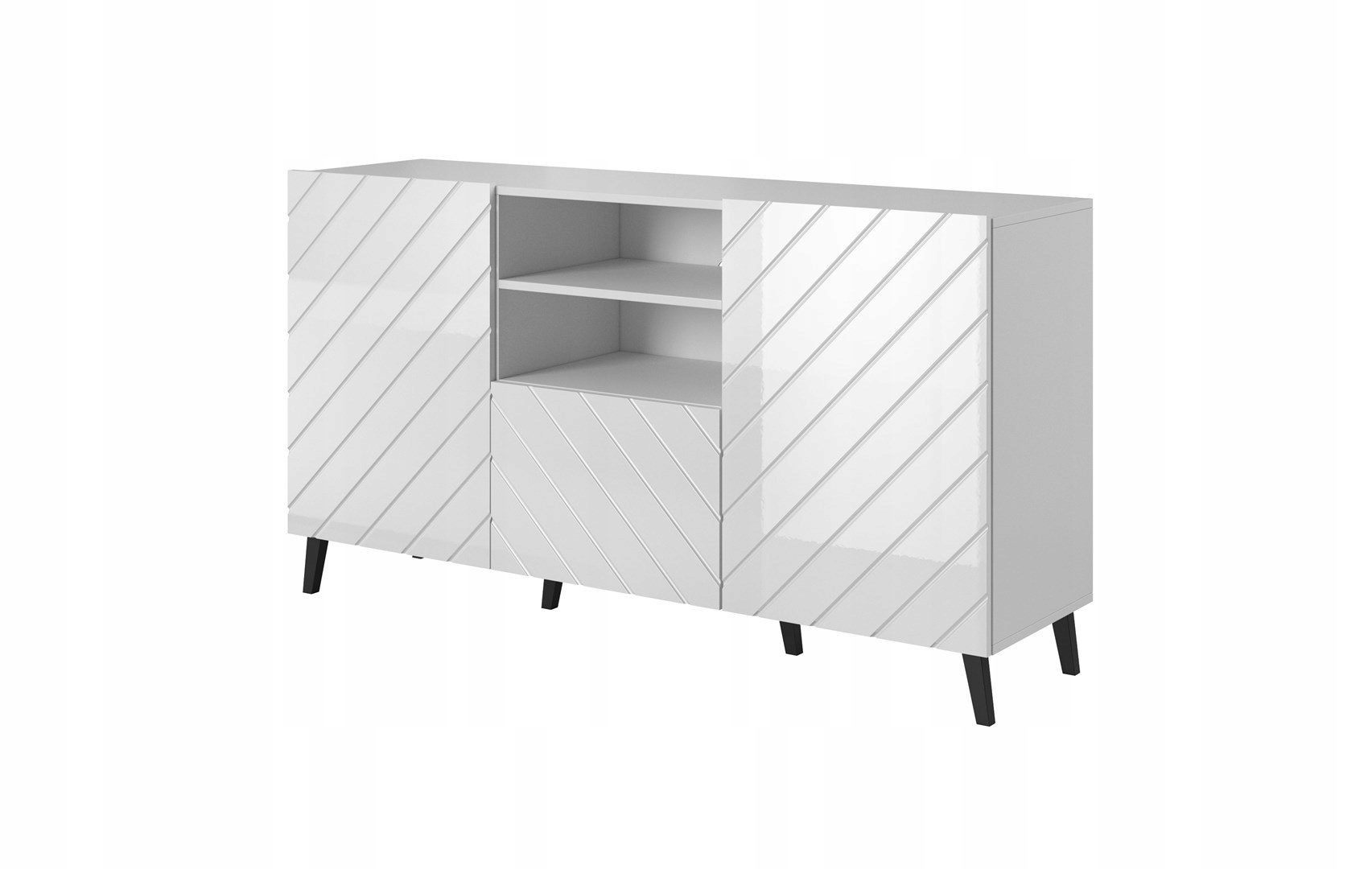 Komoda Abeto 150x42x82 biały/biały połysk