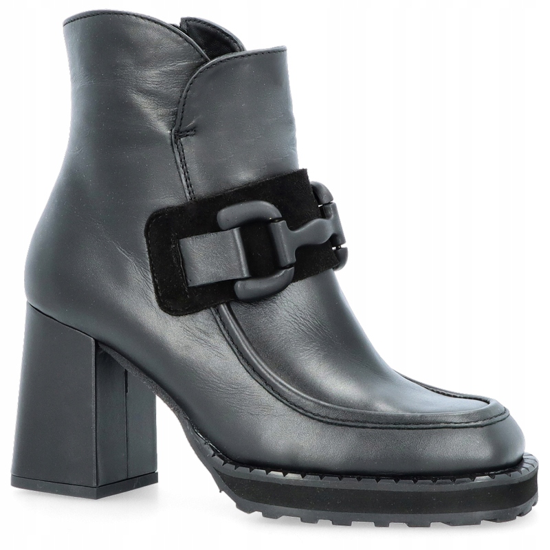 Kožené kotníkové boty s ozdobou Simen 6414A Černé 37