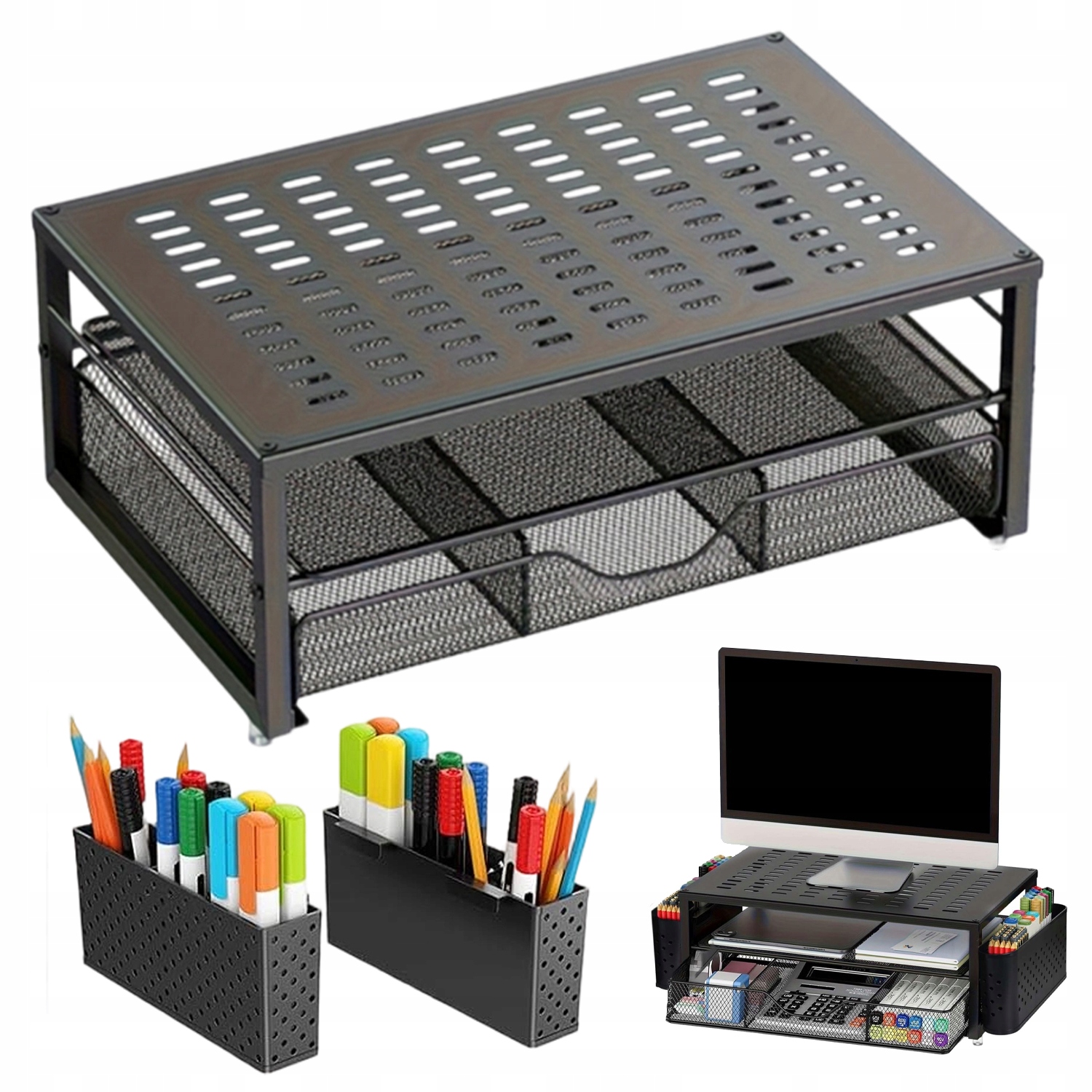 Kovová Podložka Pod Notebook Stolní Monitor Se Zásuvkou