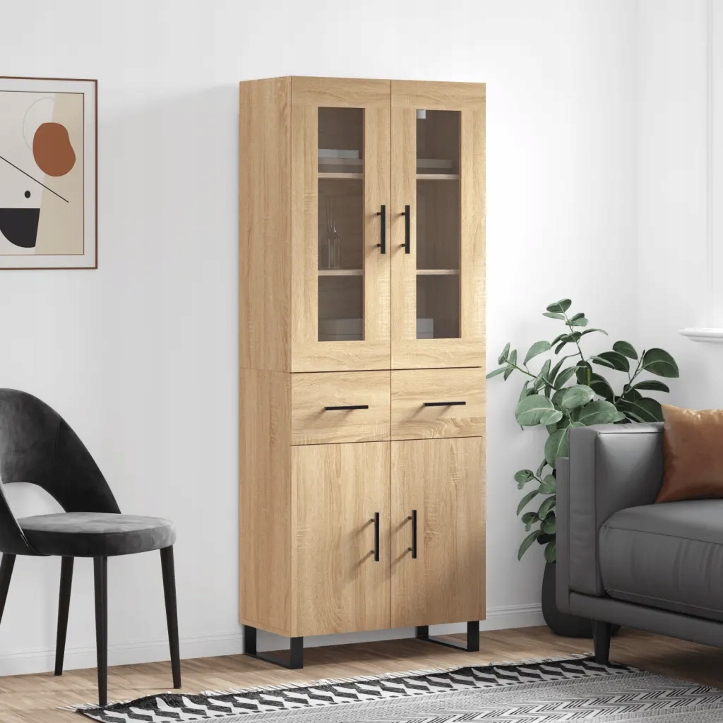 vidaXL Skříň highboard dub sonoma 69,5 x 34 x 180 cm kompozitní dřevo