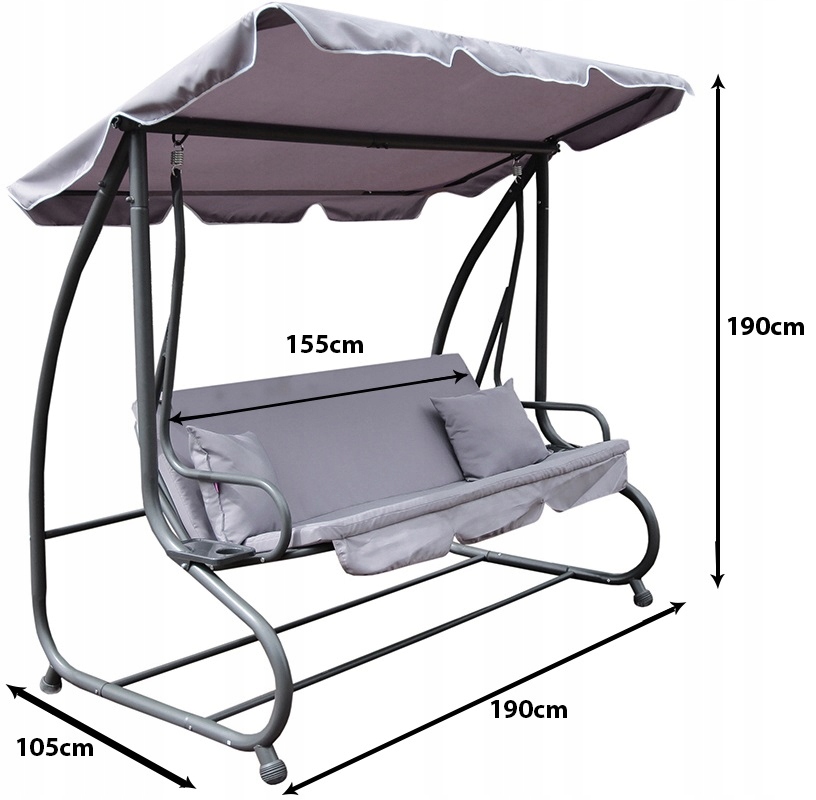 OGRODOWA HUŚTAWKA BUJANA ŁAWKA 3 OSOBOWA ROZKŁADANA 2w1 + DASZEK MATERAC Rodzaj wolnostojąca