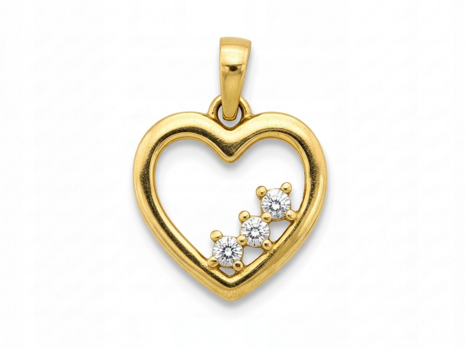 Zlatý přívěsek srdce 585 s bílými zirkony 0.74 g Srdíčko dárek 14kt