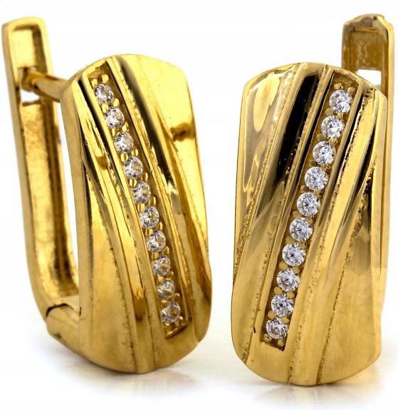 Zlaté náušnice 585, elegantní, obdélníkové, 14K klasické, pro ženu, módní