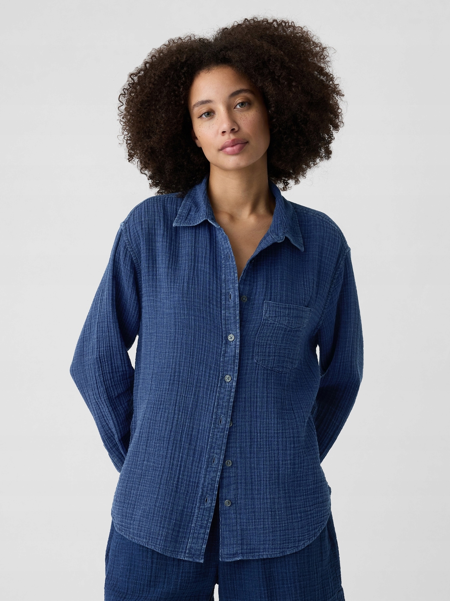 Gap Mušelínová košile oversize modrá