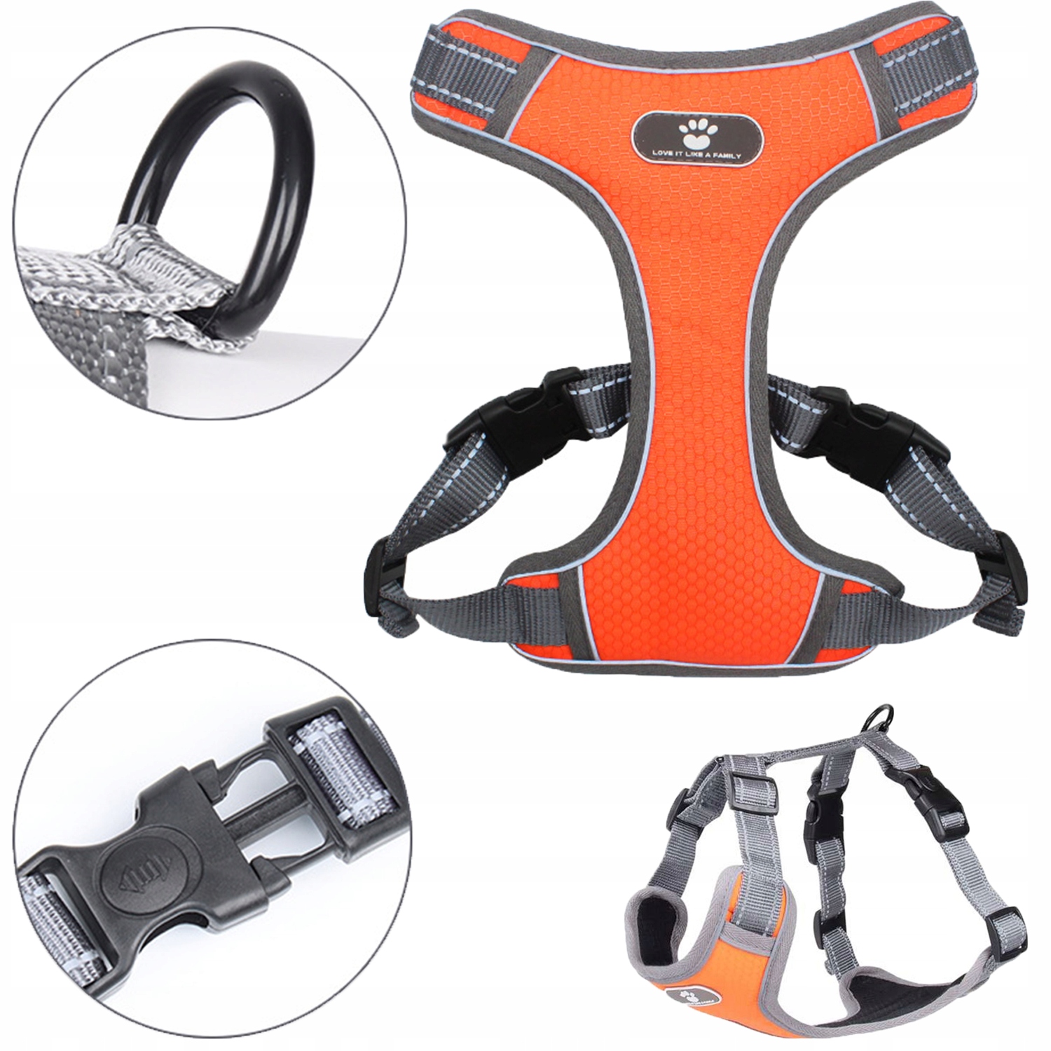 Levně Postroj Pro Psa Velikost M Oranžový Reflexní Bez Uškrcení Prodyšná Síťovina