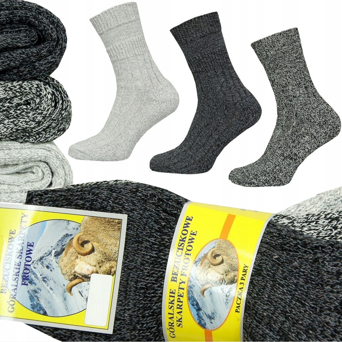 

3 x Skarpety Termoaktywne Wełniane Merynos 39-42