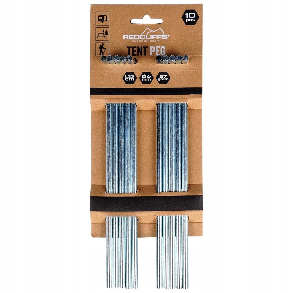 10x Śledzie DO NAMIOTU kotwy szpilki mocujące wbijane do ziemi metal 23 cm Średnica 0.5 mm