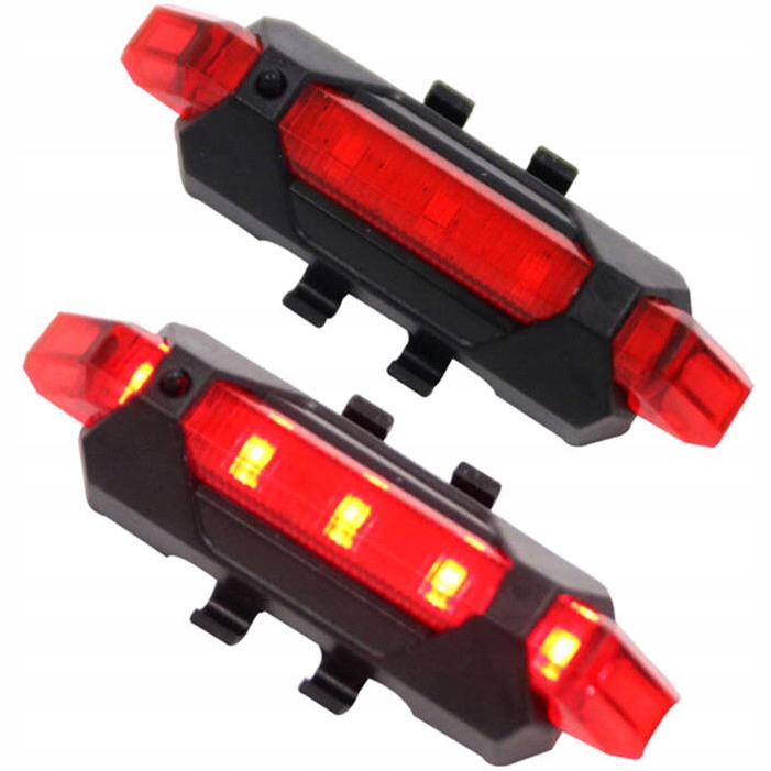 Lampka rowerowa tył 5 diod Led 4 tryby akumulator microUSB