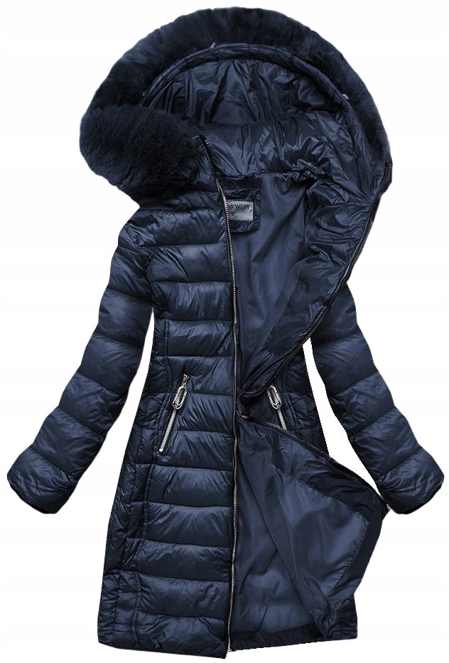 Tenká Bunda S Kožešinou B8058 Námořnická Modrá S (36)