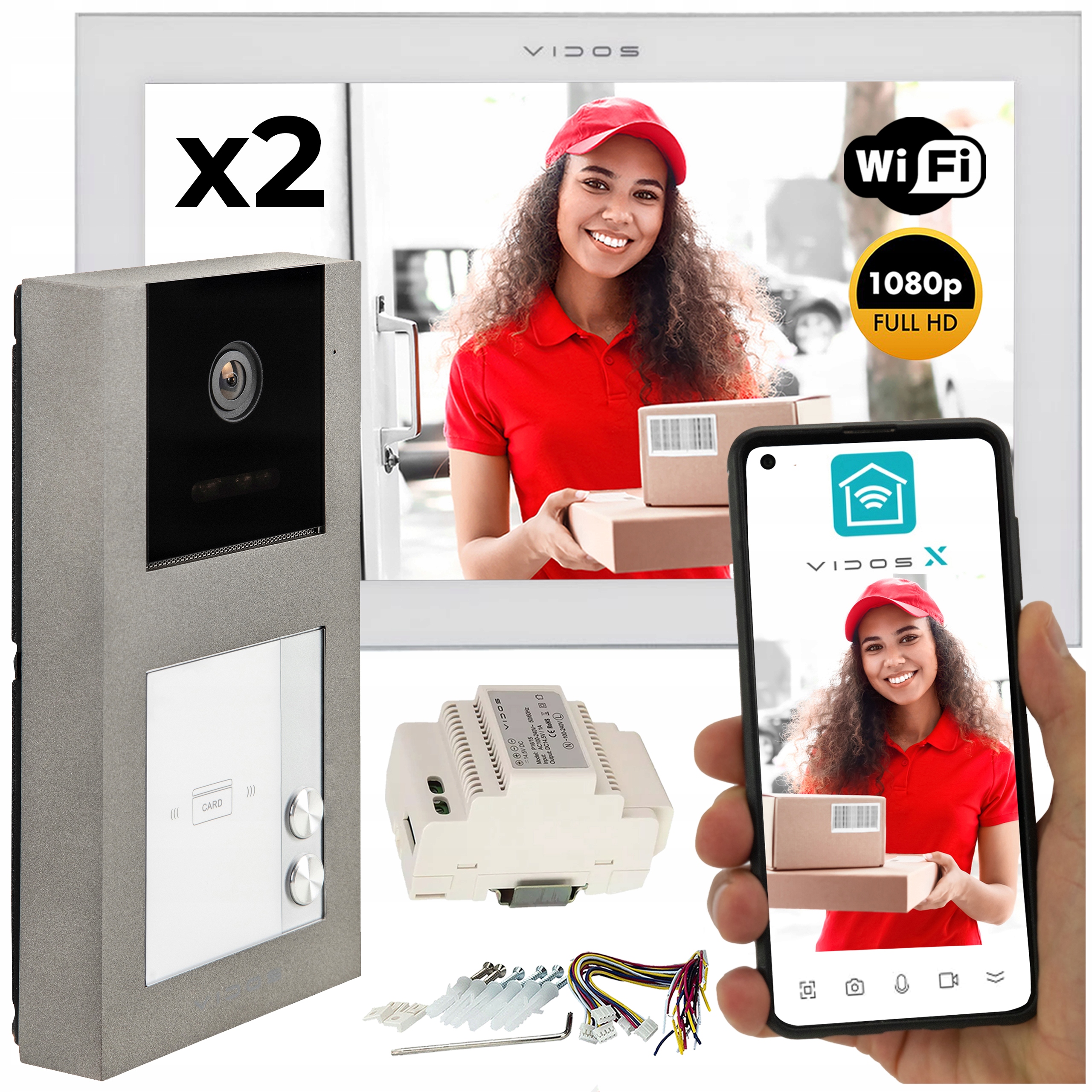 Wideodomofon dwuabonentowy Vidos X M14B-X S11-2 Duże monitory 10'' WiFi